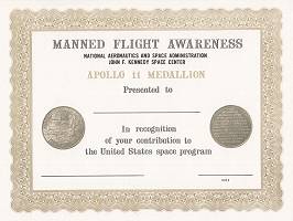 Apollo 11 Manned Flight Awareness medallion presentation