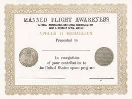 Apollo 11 Manned Flight Awareness medallion presentation