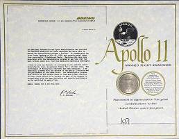 Apollo 11 Manned Flight Awareness medallion presentation