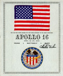 Apollo 16 flown flag presentation