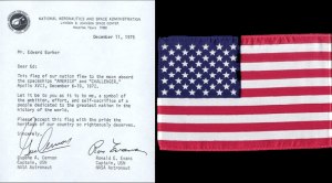 Apollo 17 flown flag and letter